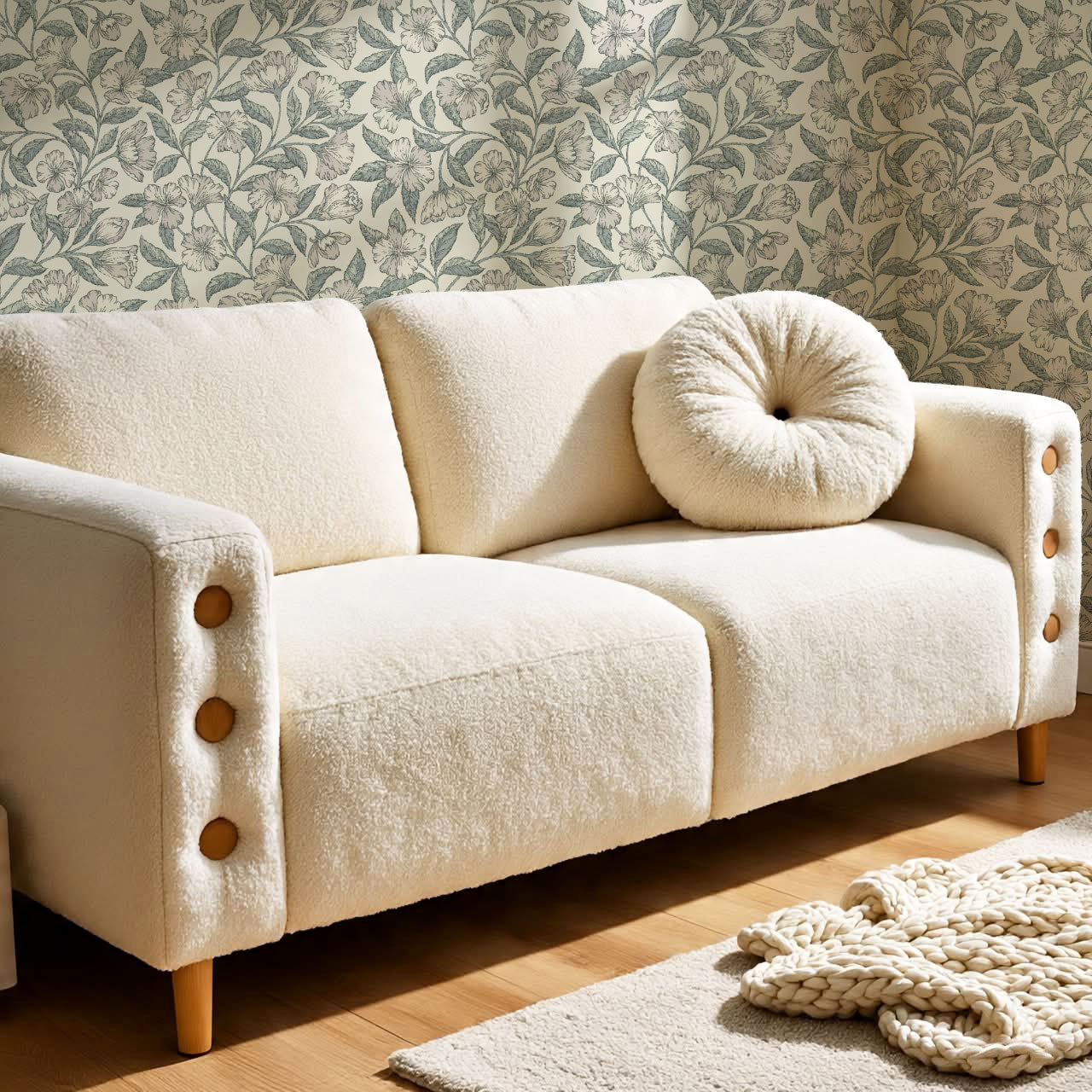 Andrea Godetia Allover Antique Green Wallpaper