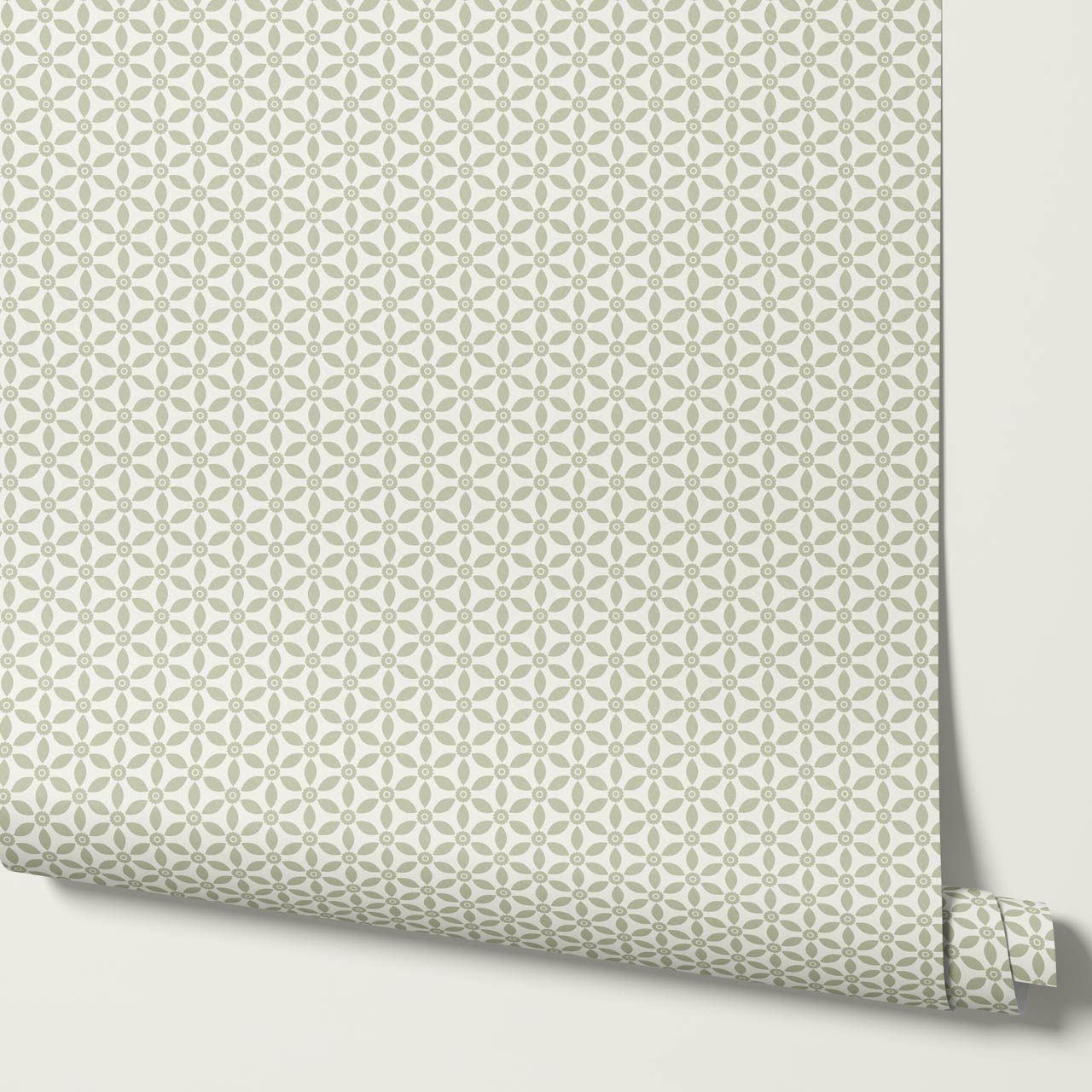 Aneta Petal Lattice Cream Sage Wallpaper