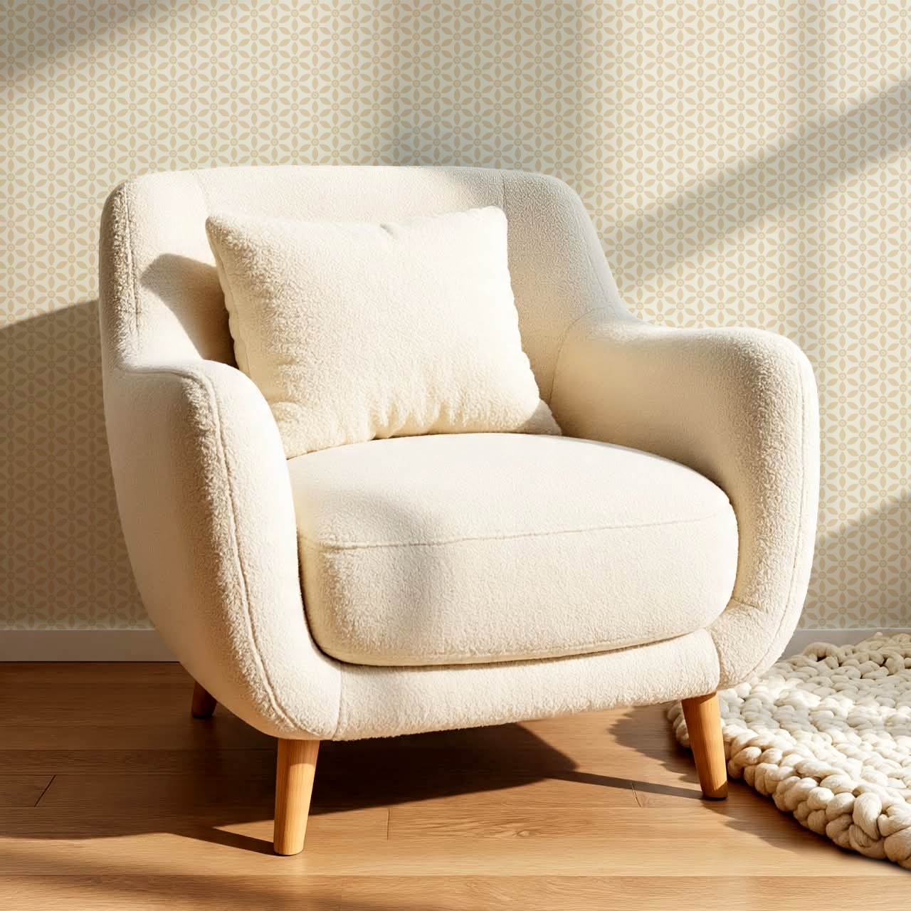 Aneta Petal Lattice Cream Almond Wallpaper