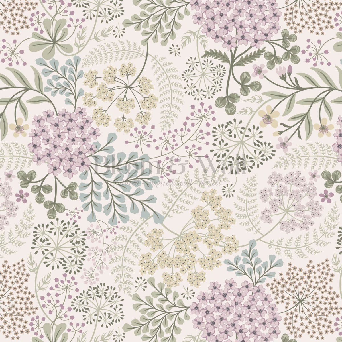 Anette Floriography Weeds Lilac Sage Wallpaper