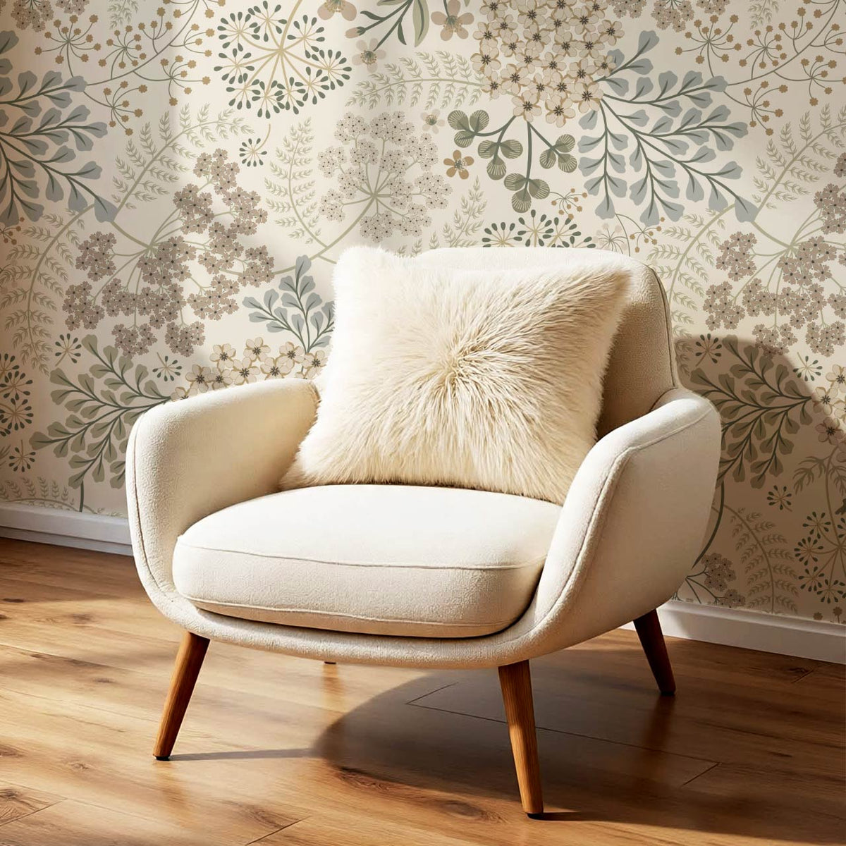 Anette Floriography Weeds Neutral Beige Wallpaper