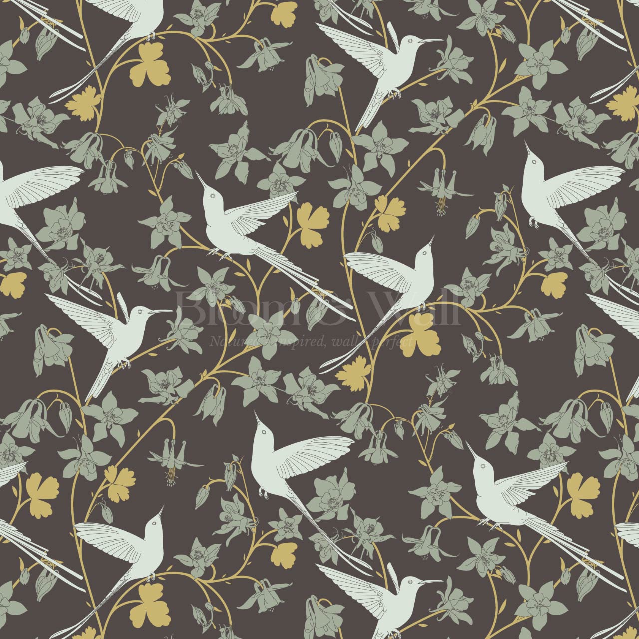 Angela Birdsong & Bloom Deep Brown Sage Wallpaper