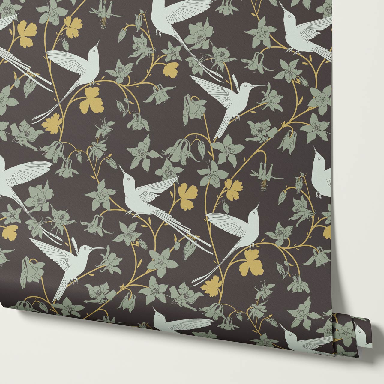 Angela Birdsong & Bloom Deep Brown Sage Wallpaper