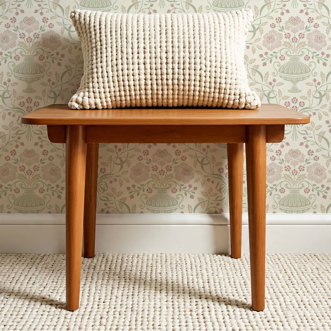 Angelina Ribbon Damask Pastel Wallpaper
