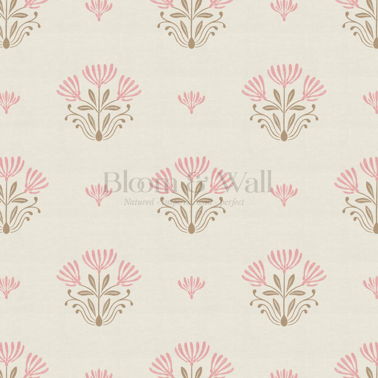 Anjali Delicate Flower Pink Beige Wallpaper