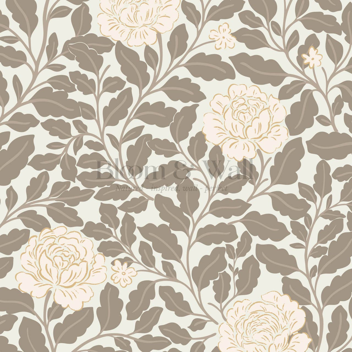 Anna Botanical Roses Neutral Beige Wallpaper