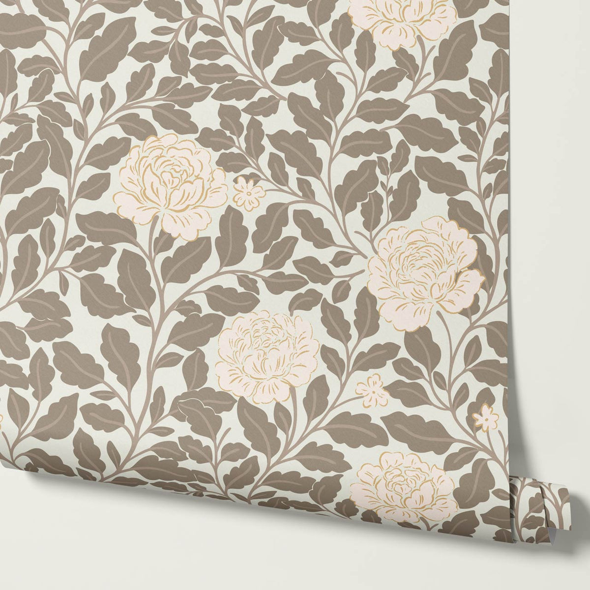 Anna Botanical Roses Neutral Beige Wallpaper