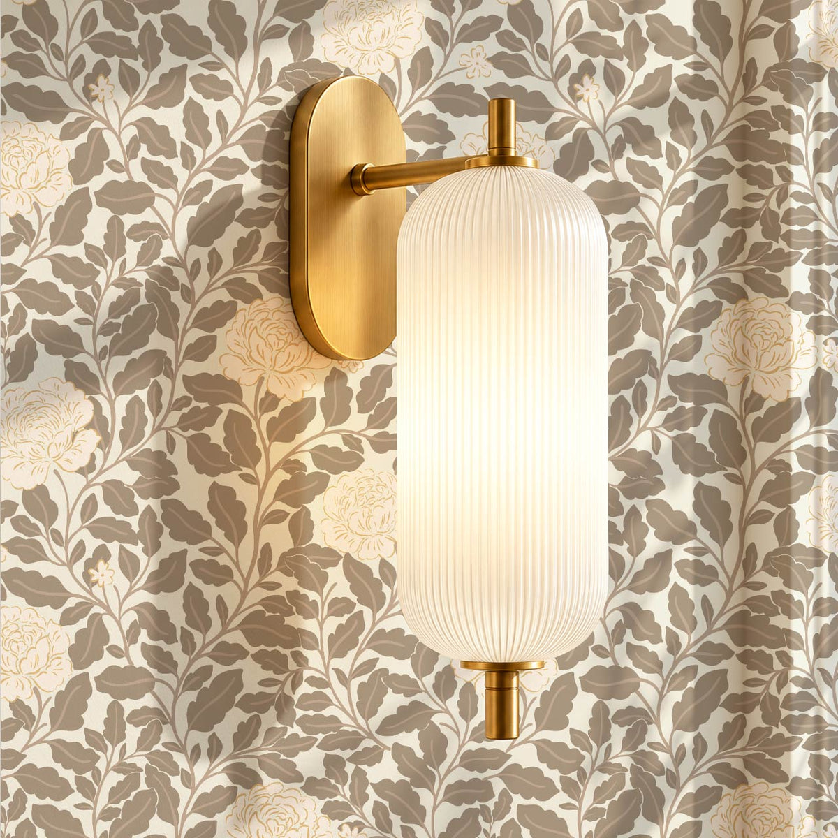 Anna Botanical Roses Neutral Beige Wallpaper
