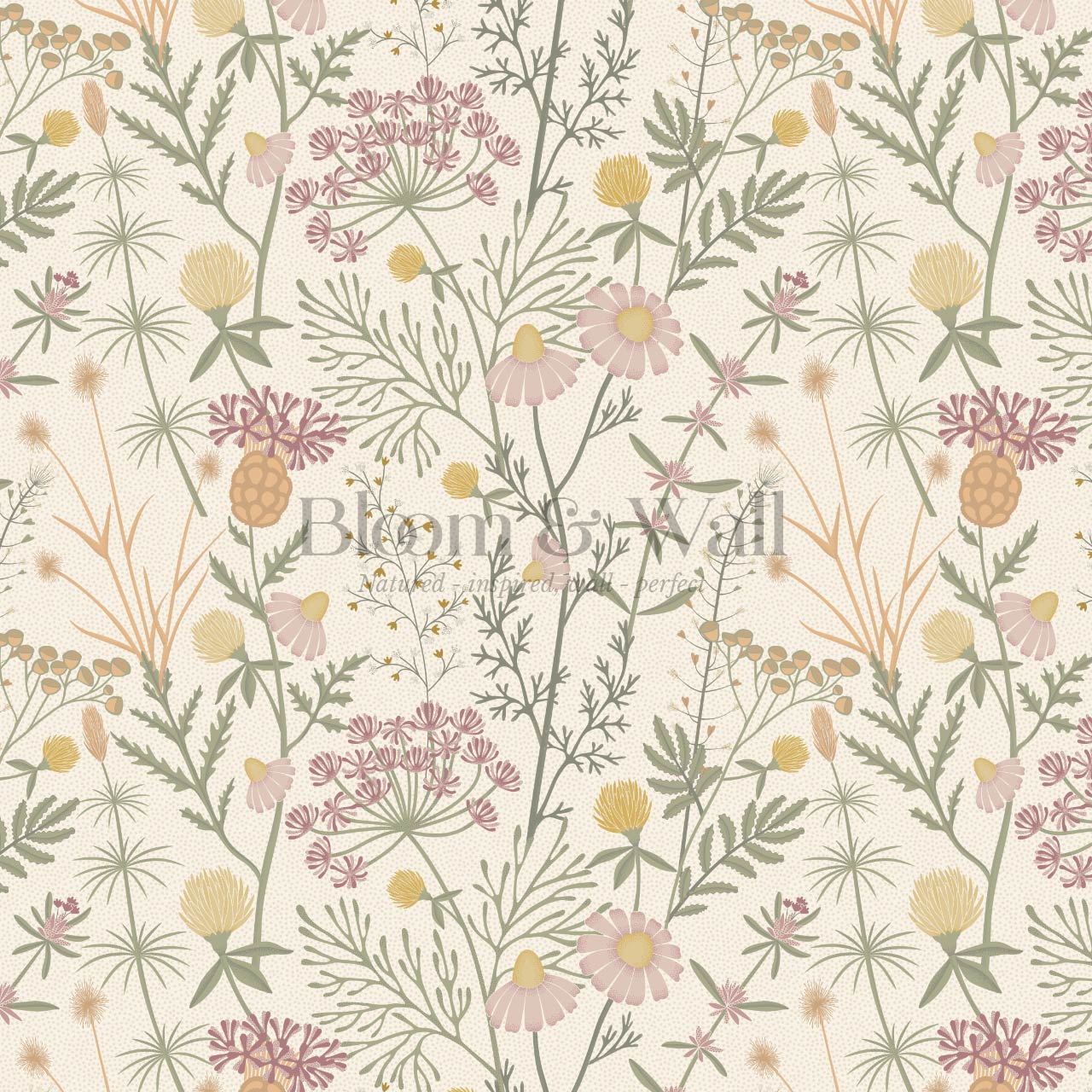 Annabelle Botanical Weeds Pastel Wallpaper