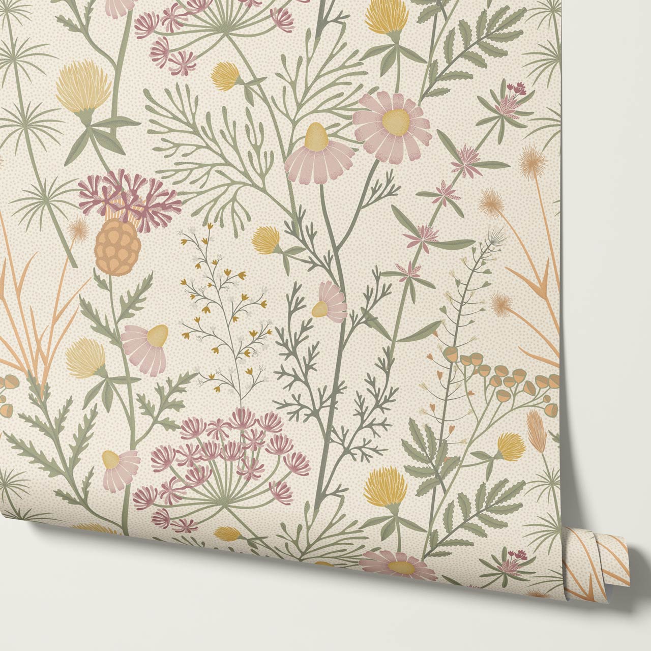 Annabelle Botanical Weeds Pastel Wallpaper