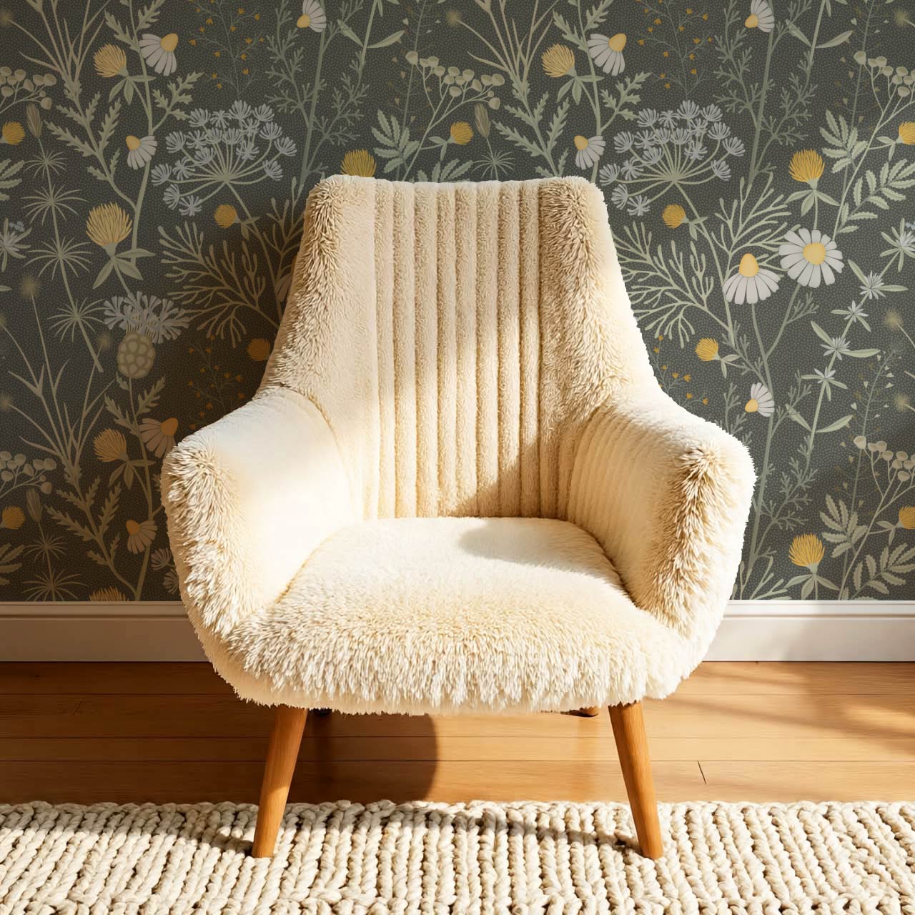 Annabelle Botanical Weeds Slate Mint Wallpaper