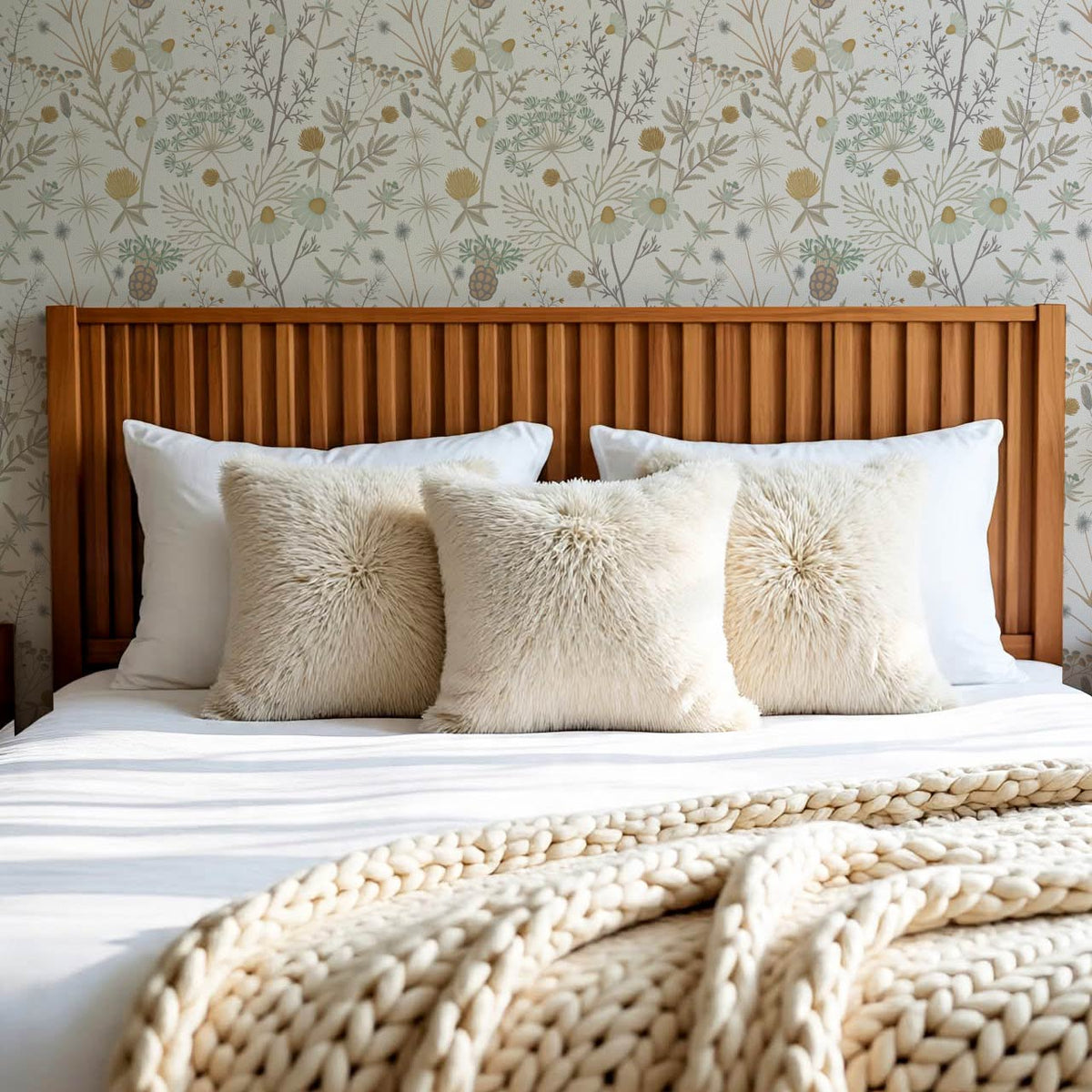 Annabelle Botanical Weeds Taupe Honey Sage Wallpaper