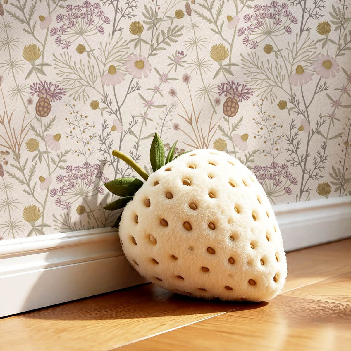 Annabelle Botanical Weeds Pearl Pink Sage Wallpaper
