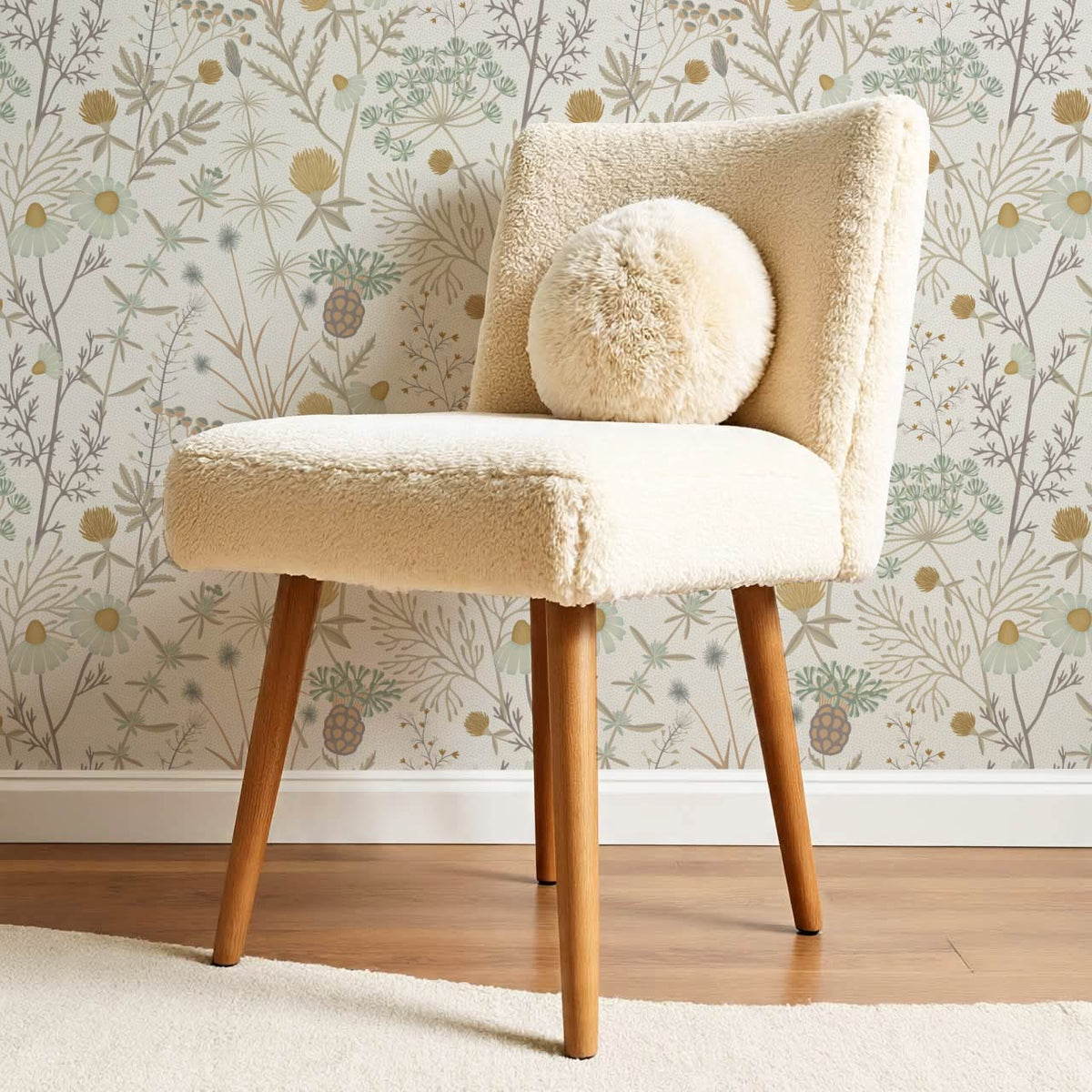 Annabelle Botanical Weeds Taupe Honey Sage Wallpaper