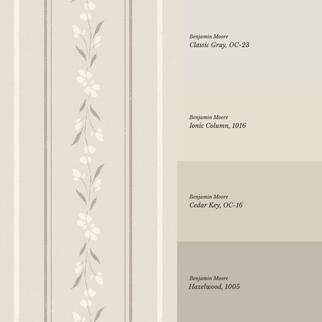 Annalise Large Floral Stripes Cream Beige Wallpaper