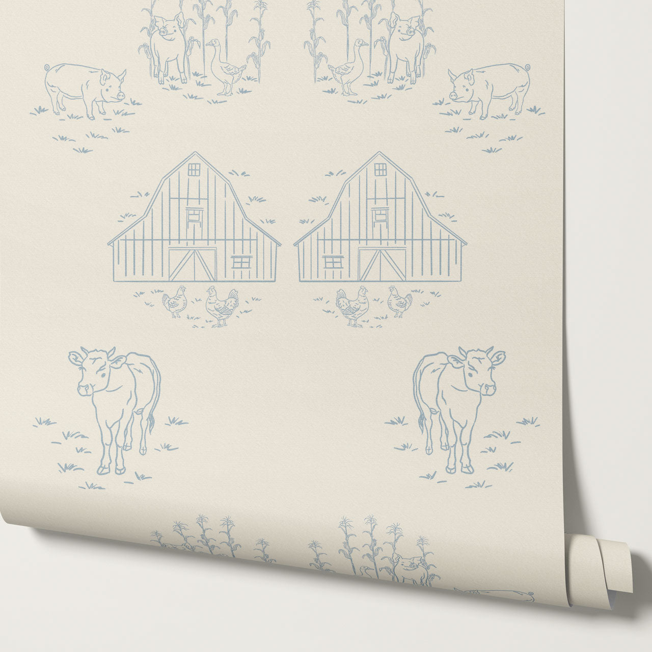 Annie Barnyard Toile Sky Wallpaper