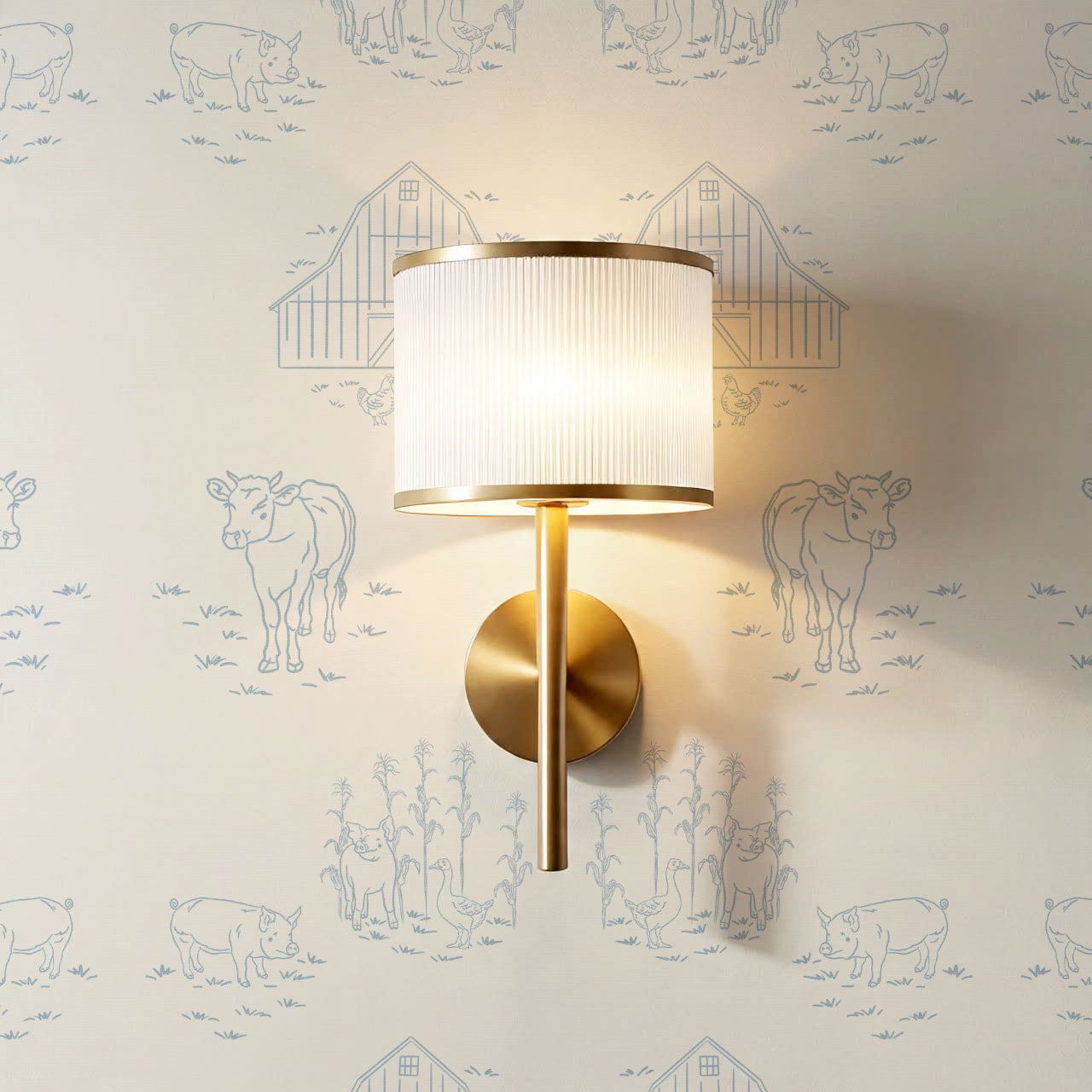 Annie Barnyard Toile Sky Wallpaper
