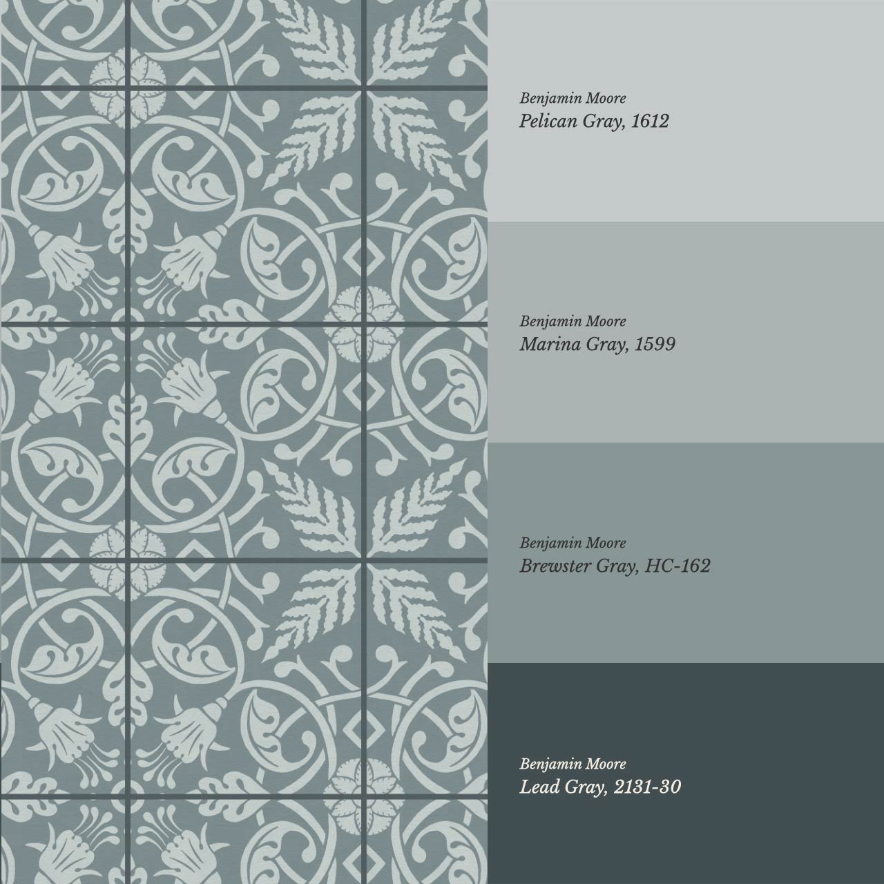 Annika Ferns & Fuchisas Tile Sea Blue Wallpaper
