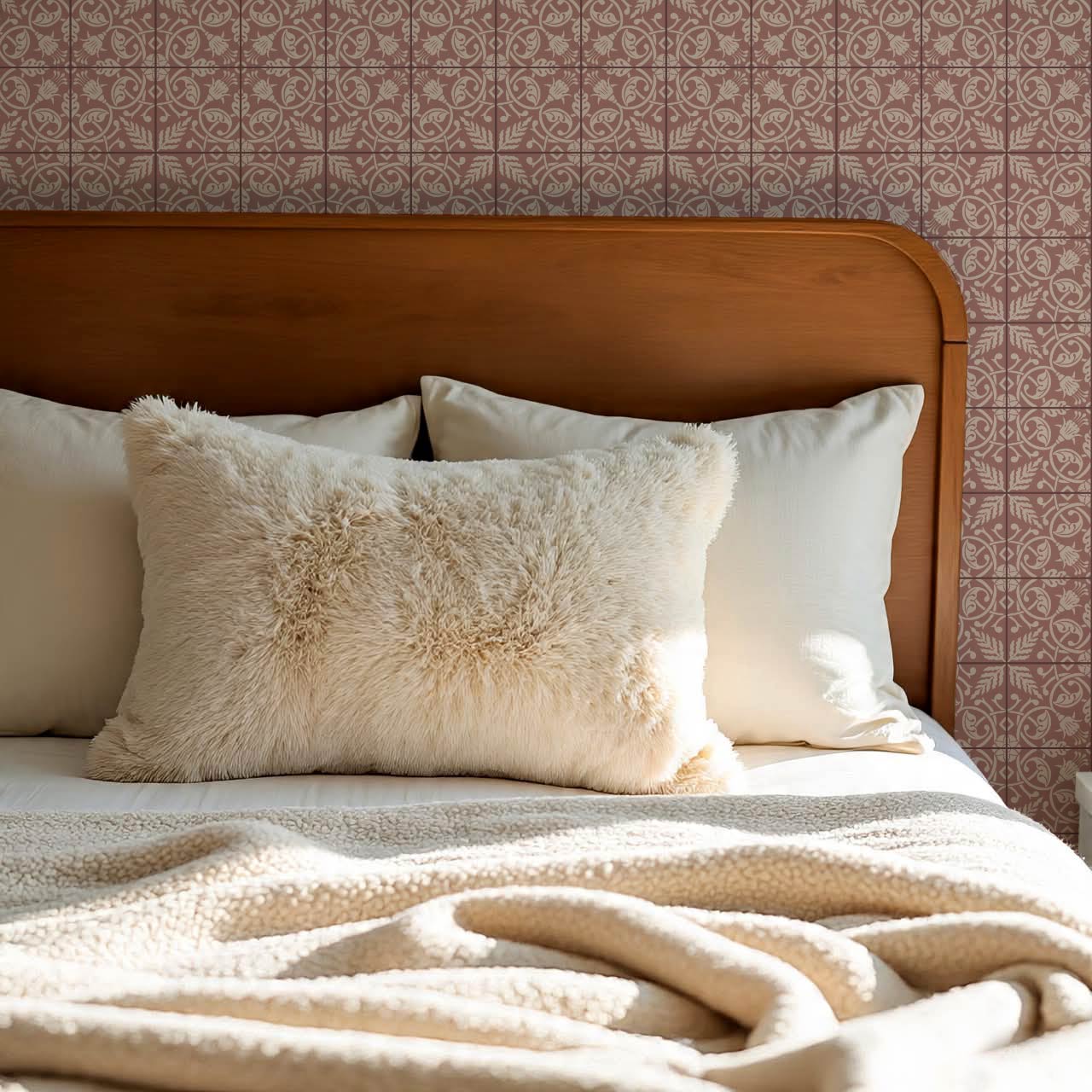 Annika Ferns & Fuchisas Tile Woodrose Wallpaper