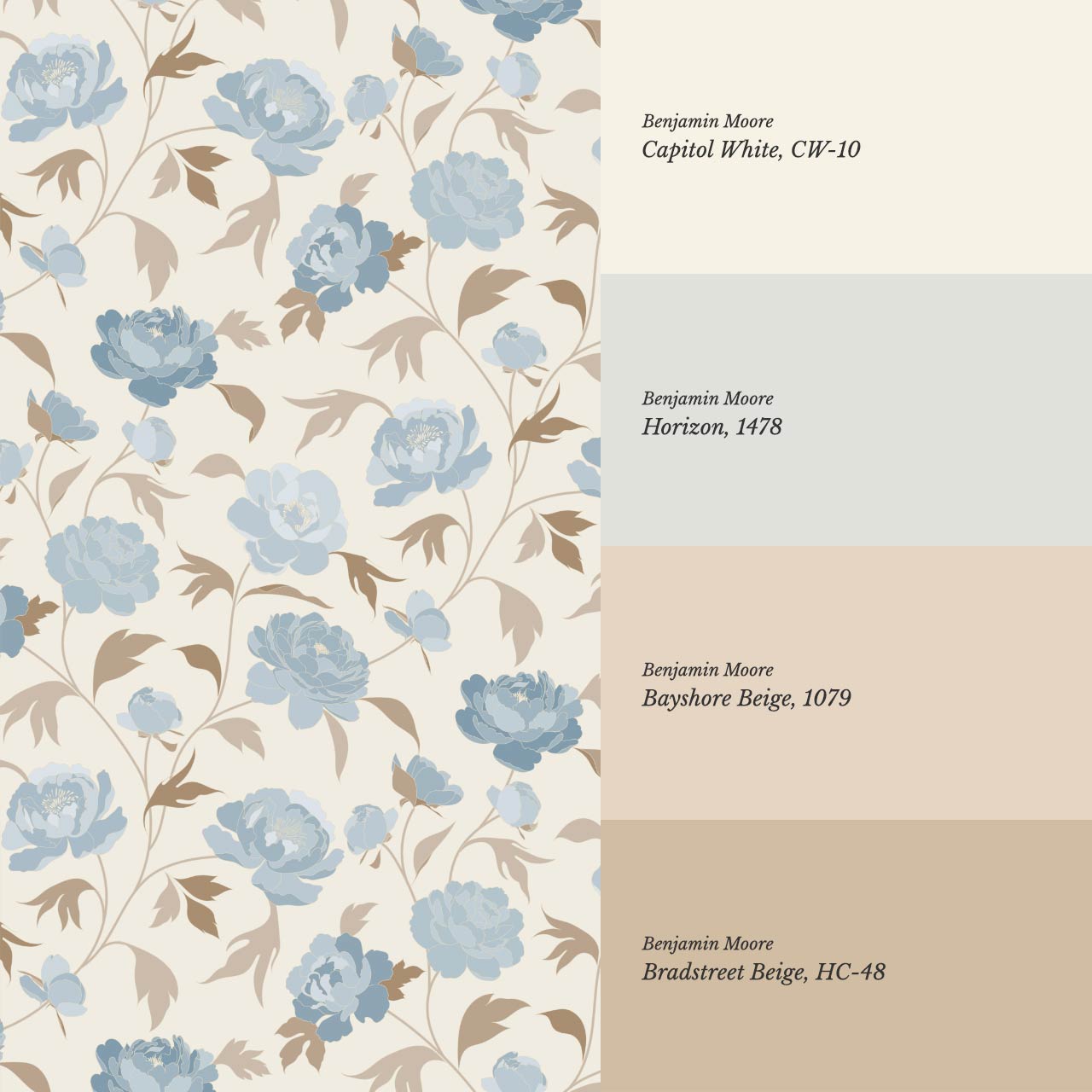 Antonia Peonies Cream Sky Wallpaper