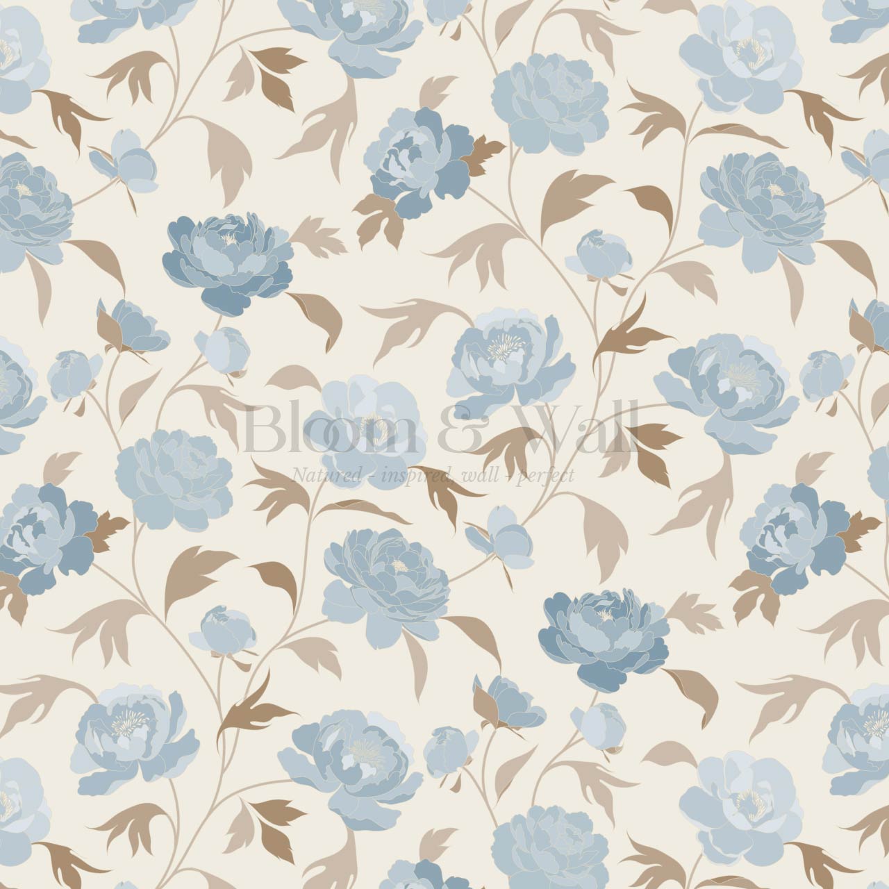 Antonia Peonies Cream Sky Wallpaper
