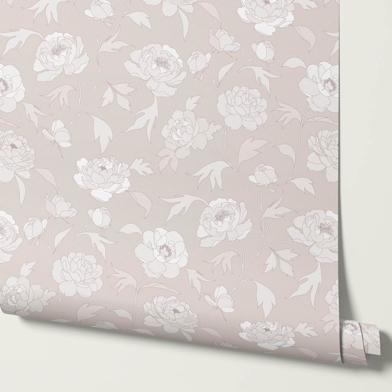 Antonia Peonies Dusty Berry Wallpaper