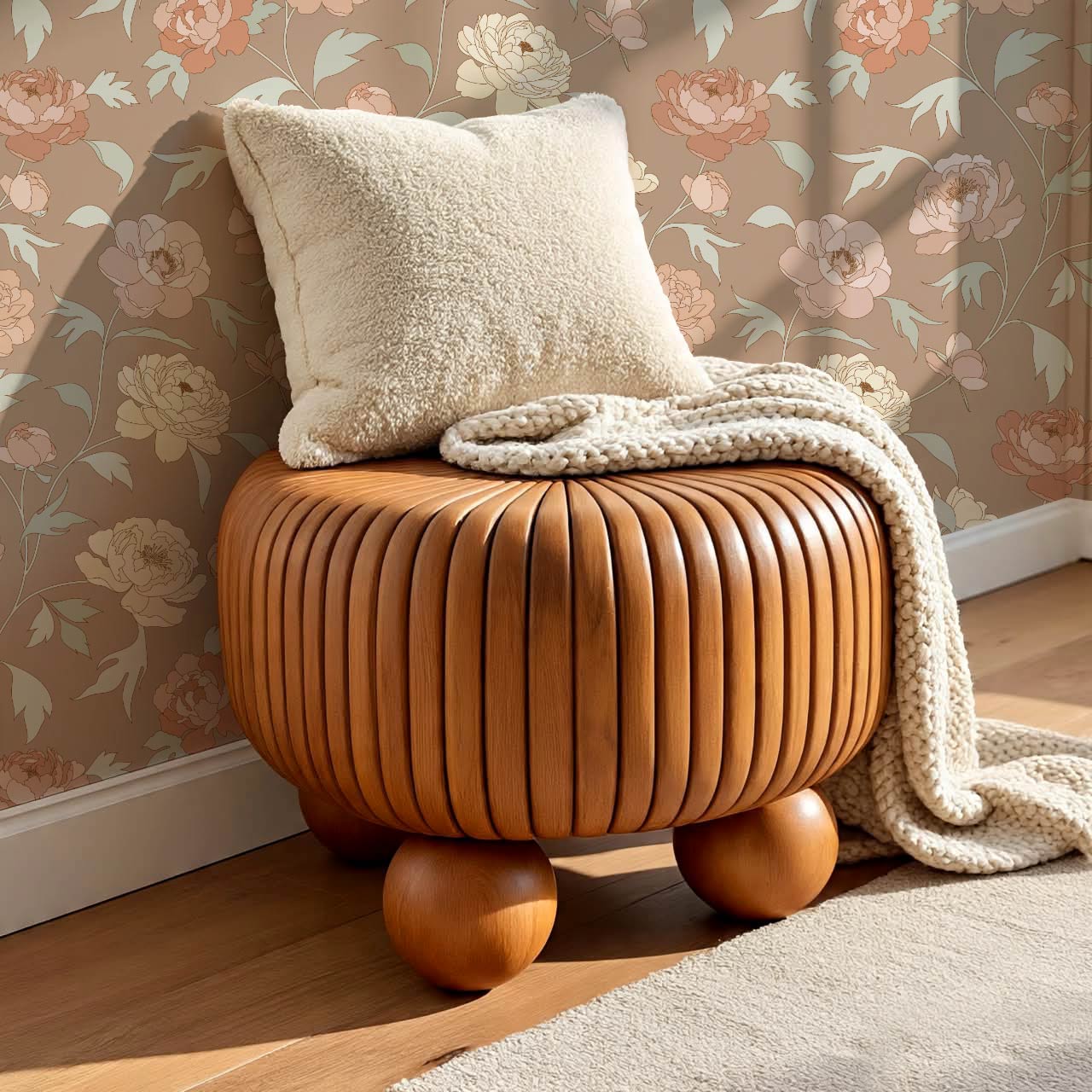 Antonia Peonies Warm Brown Wallpaper