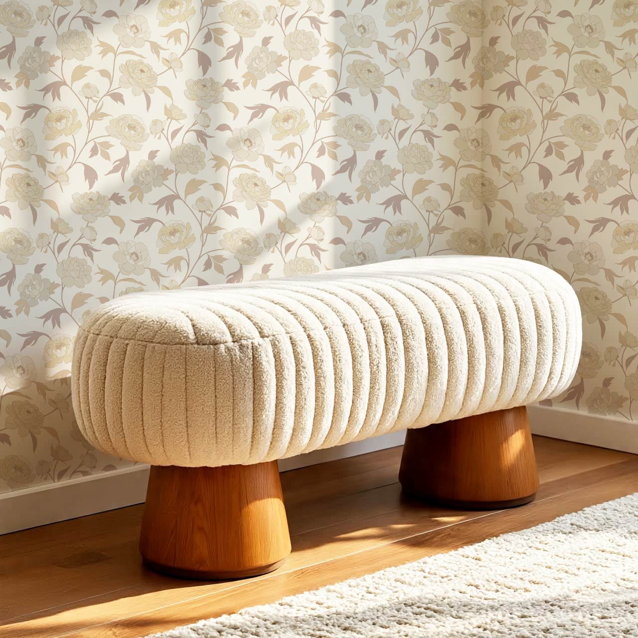 Antonia Peonies Neutral Fawn Wallpaper
