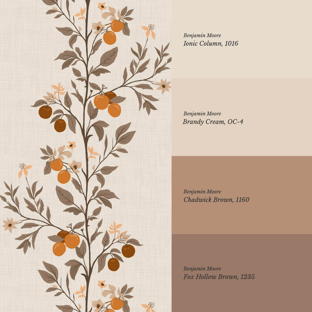 Araceli Fruit Tree Ivory Brown Wallpaper