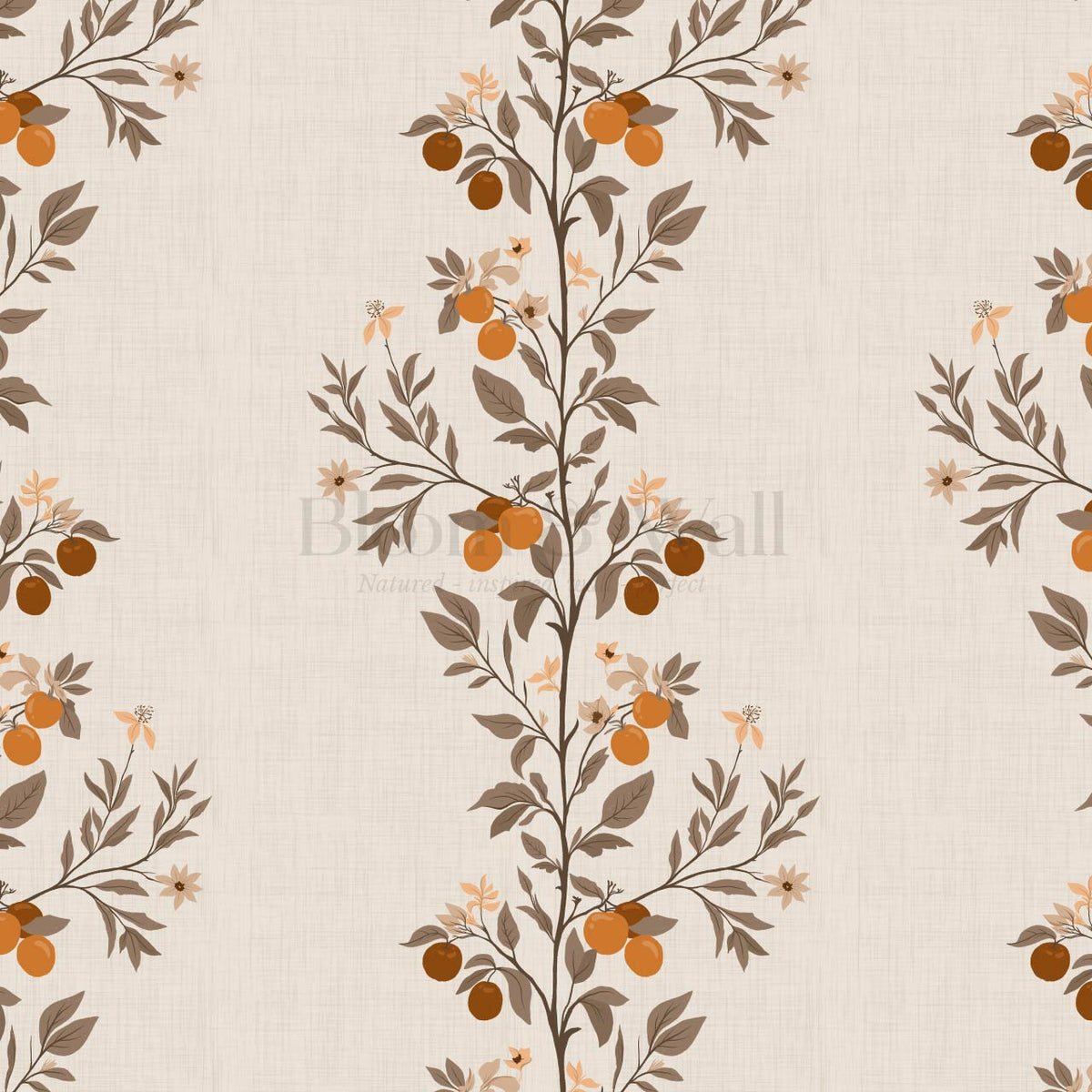 Araceli Fruit Tree Ivory Brown Wallpaper