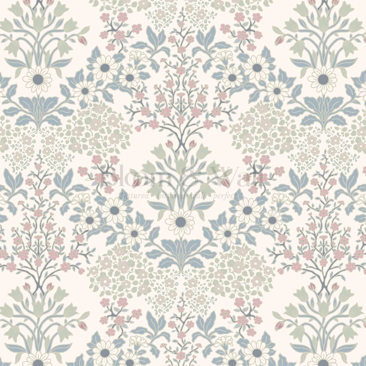 Ariella Blackthorn Vines Dove Sage Wallpaper