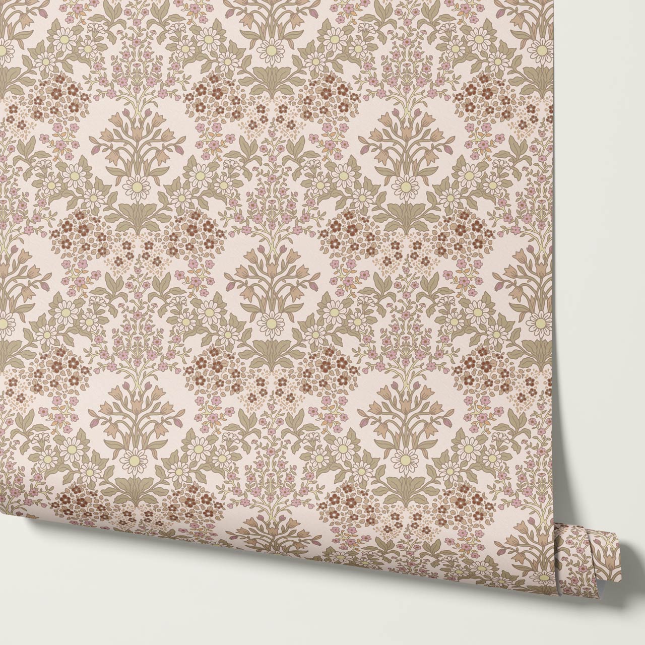 Ariella Blackthorn Vines Blush Wallpaper