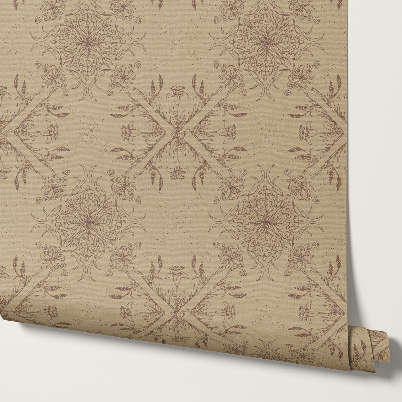 Arlette Classic Tile Autumn Brown Wallpaper