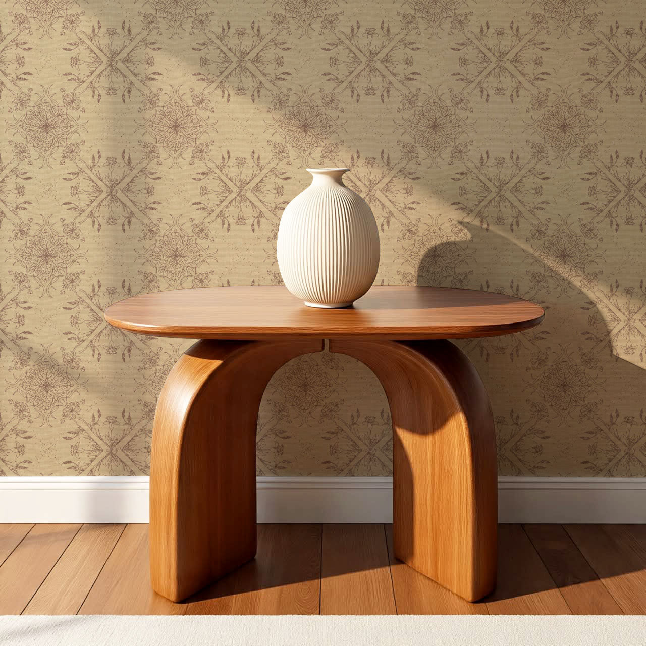 Arlette Classic Tile Autumn Brown Wallpaper