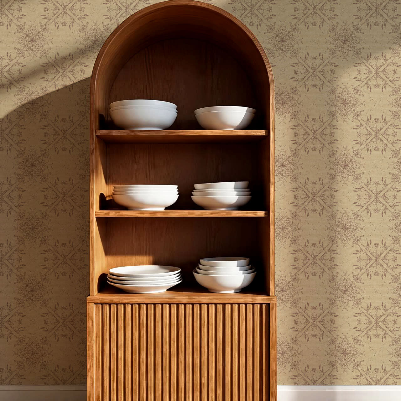 Arlette Classic Tile Autumn Brown Wallpaper