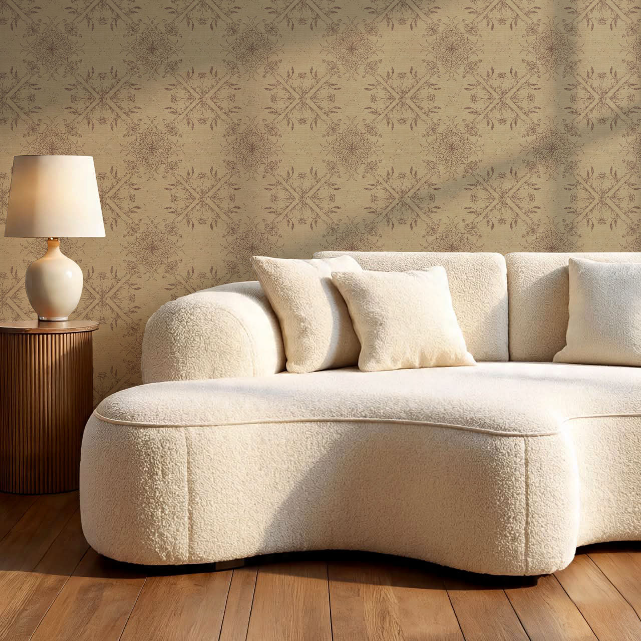 Arlette Classic Tile Autumn Brown Wallpaper