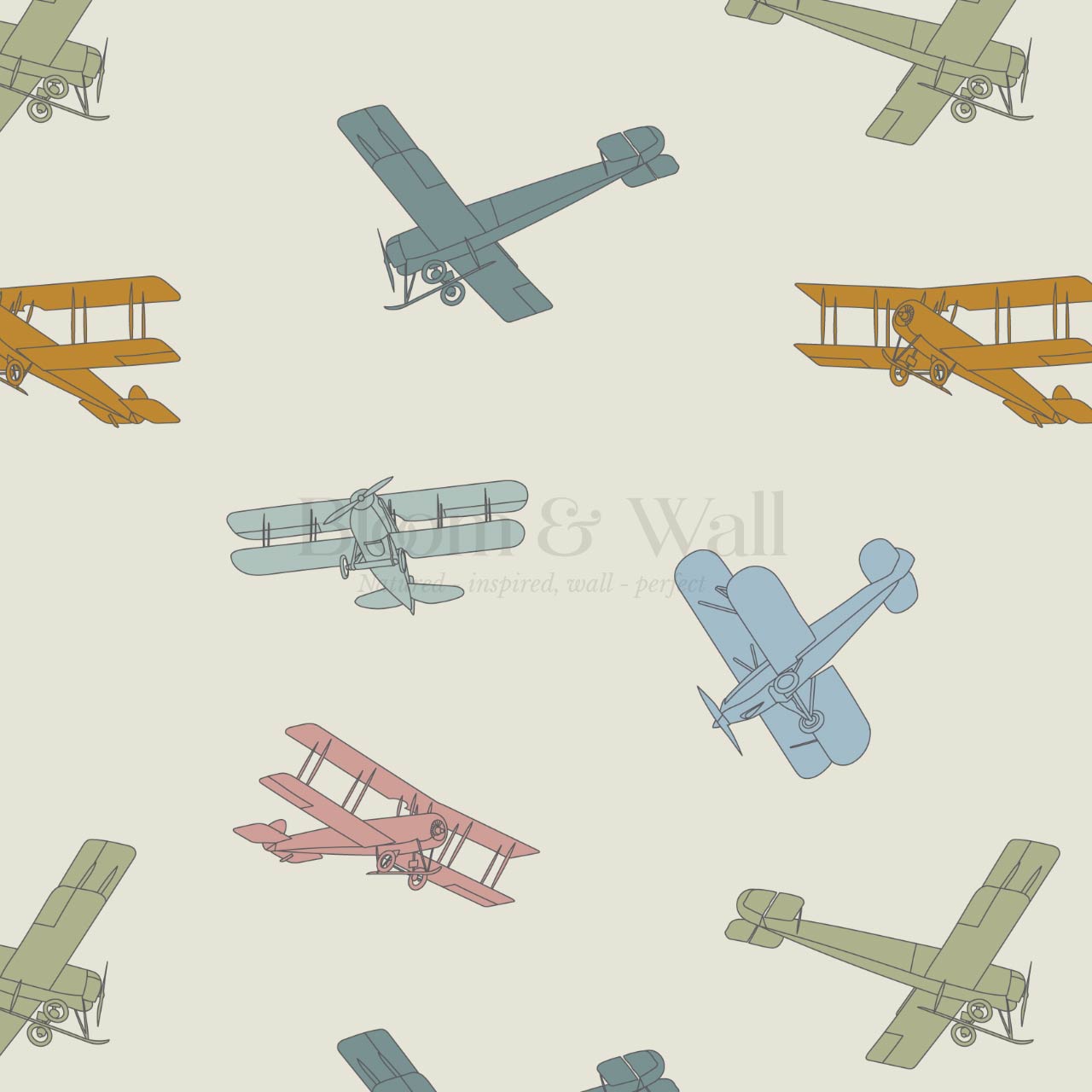Arri Flying Planes Ivory Multi Color Wallpaper