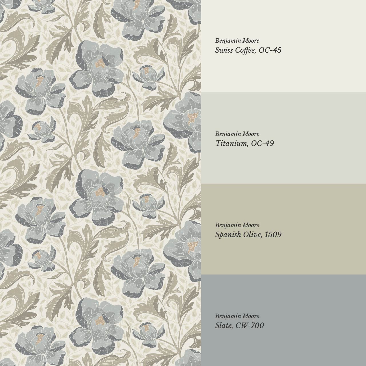 Asila Peonies Sage Blue Wallpaper