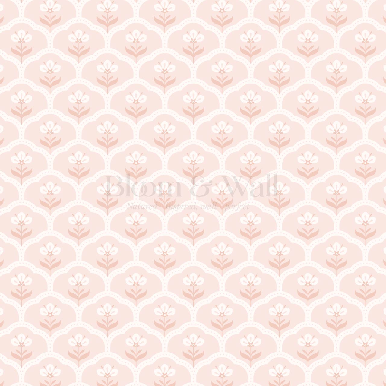 Asta Scallop Bloom Soft Blush Wallpaper