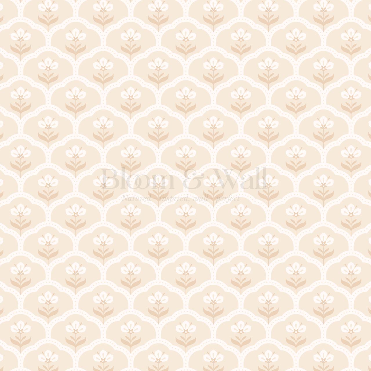 Asta Scallop Bloom Soft Peach Wallpaper