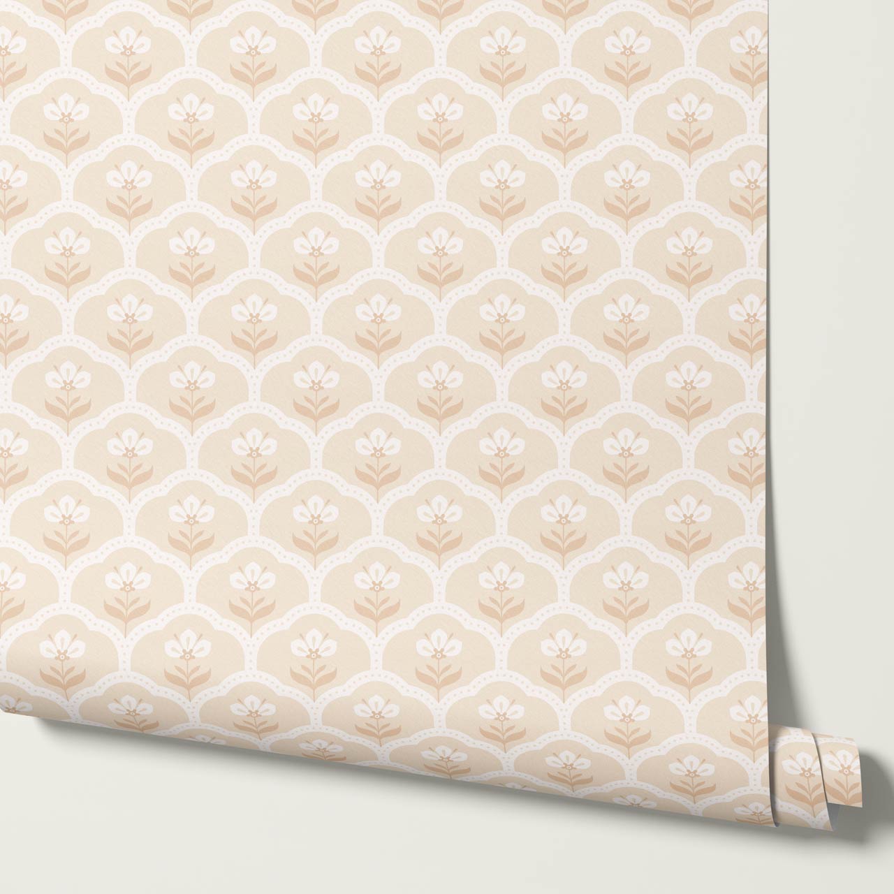 Asta Scallop Bloom Soft Peach Wallpaper