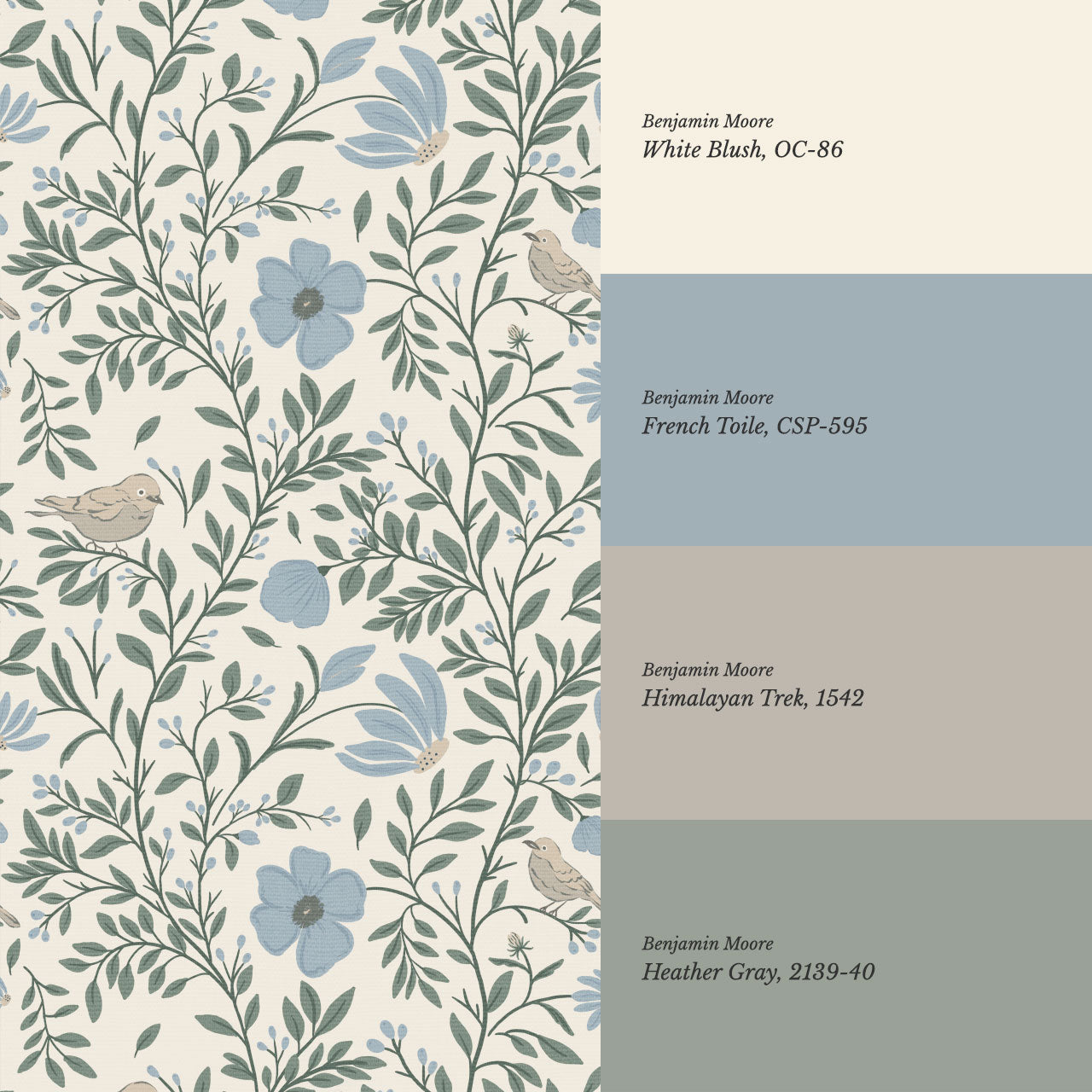 Athena Songbird Vine Blue Sage Wallpaper