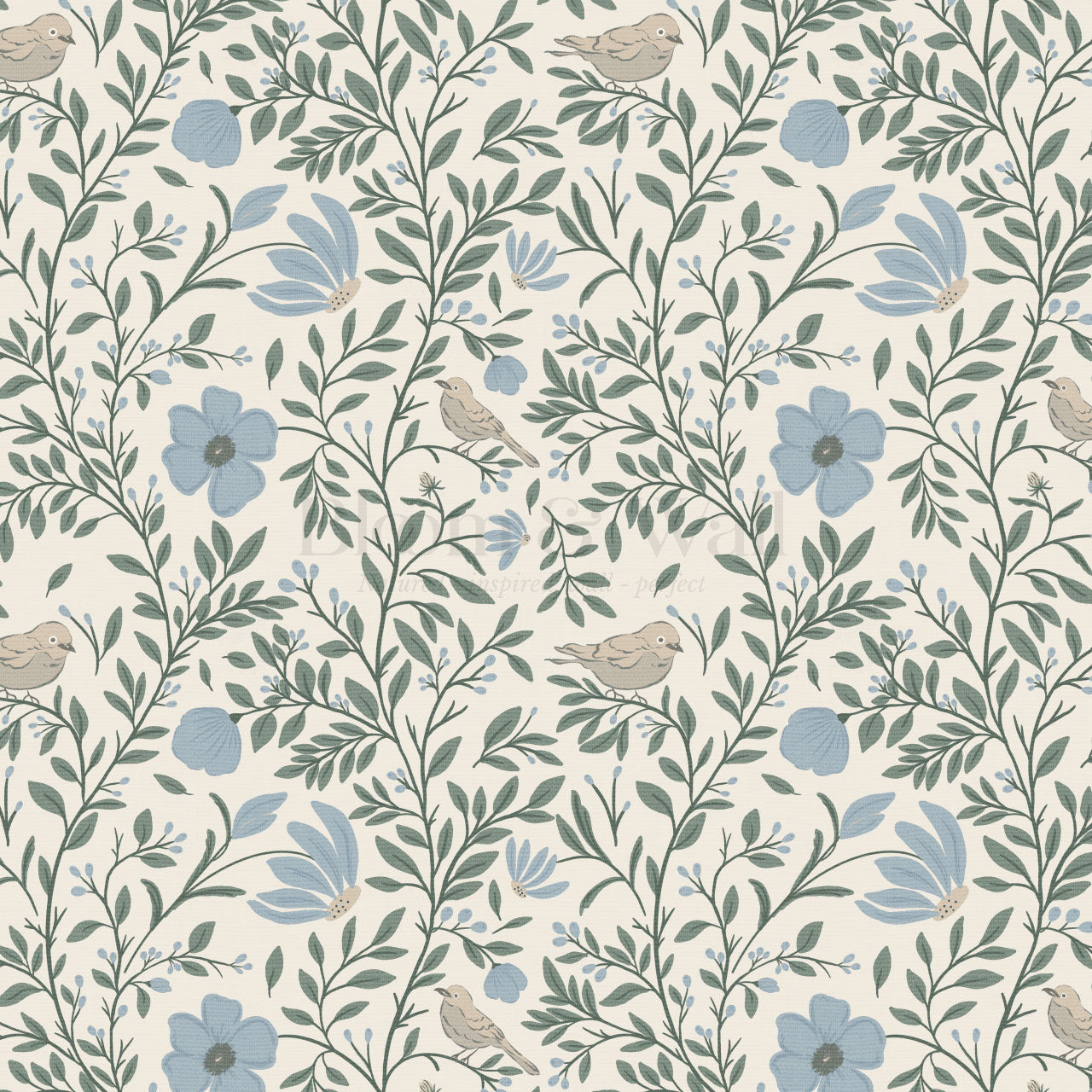 Athena Songbird Vine Blue Sage Wallpaper