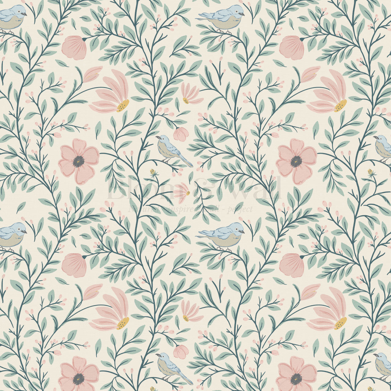 Athena Songbird Vine Blush Sage Butter Wallpaper