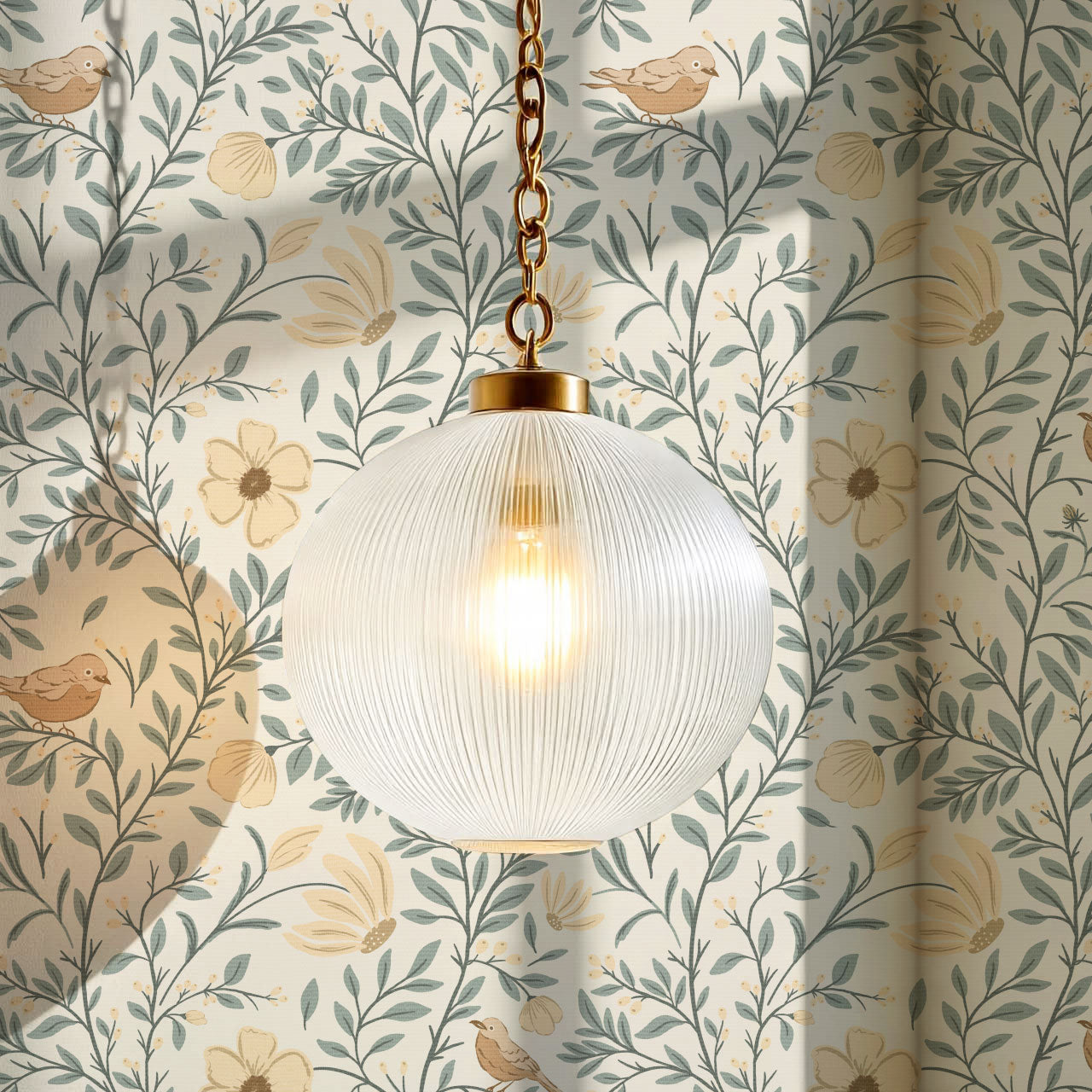 Athena Songbird Vine Sage Butter Wallpaper