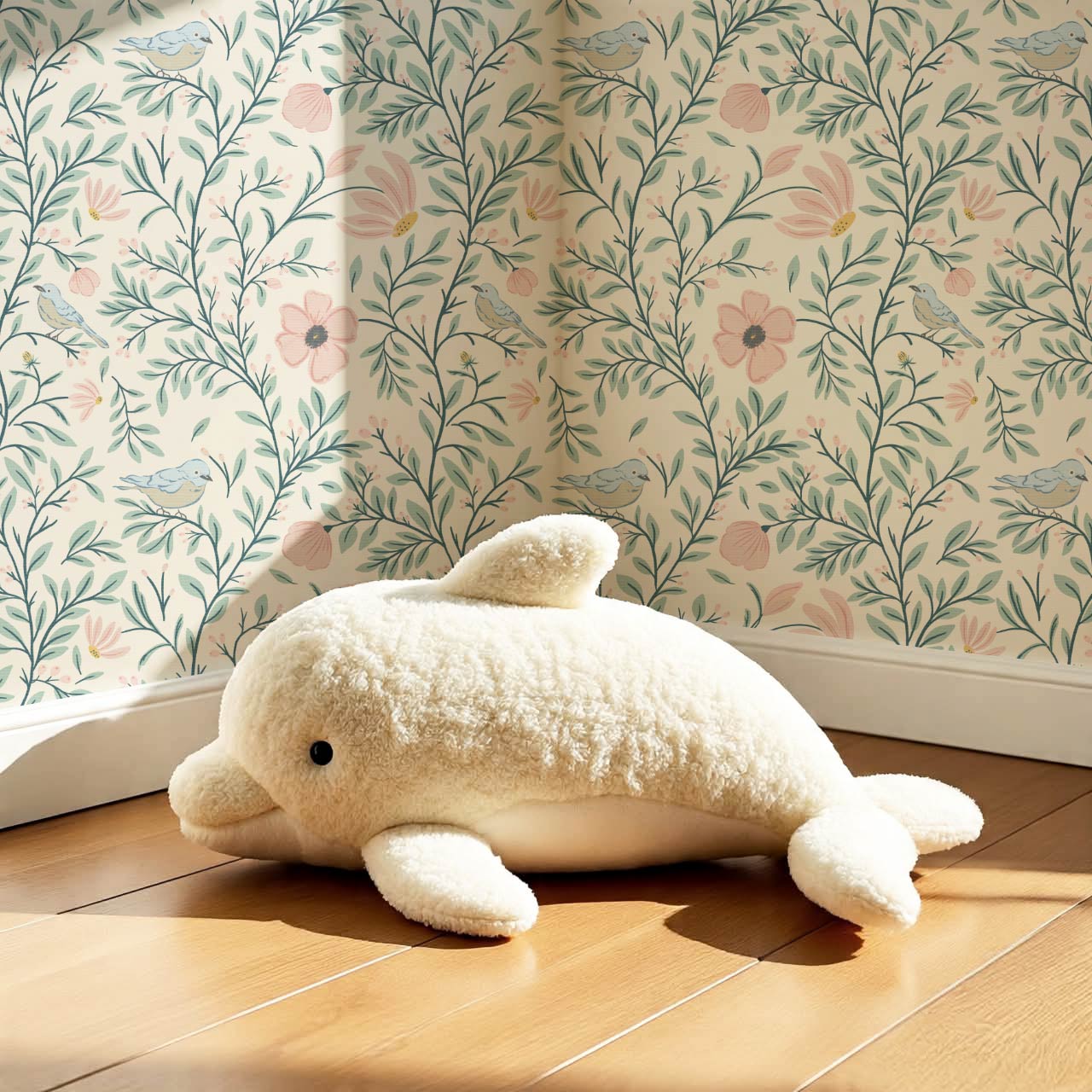 Athena Songbird Vine Blush Sage Butter Wallpaper