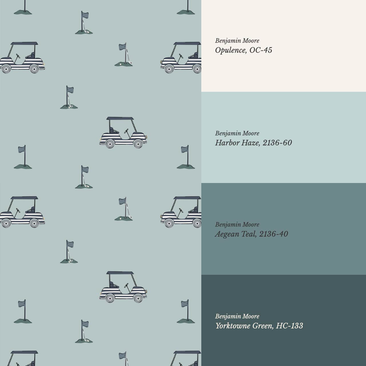 Atticus Golf Carts Blue Green Wallpaper