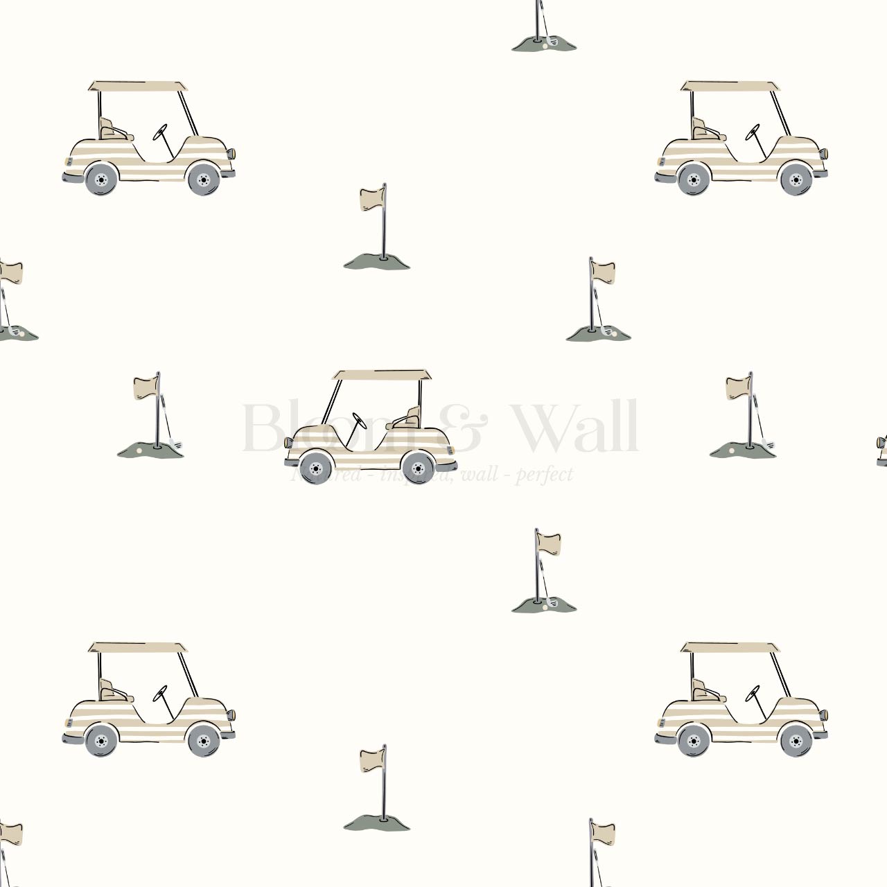 Atticus Golf Carts Tan Cream Wallpaper