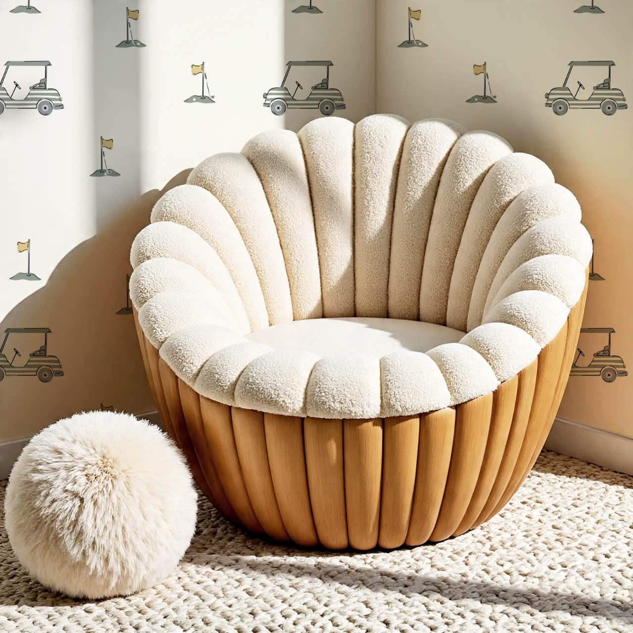 Atticus Golf Carts Cream Wallpaper