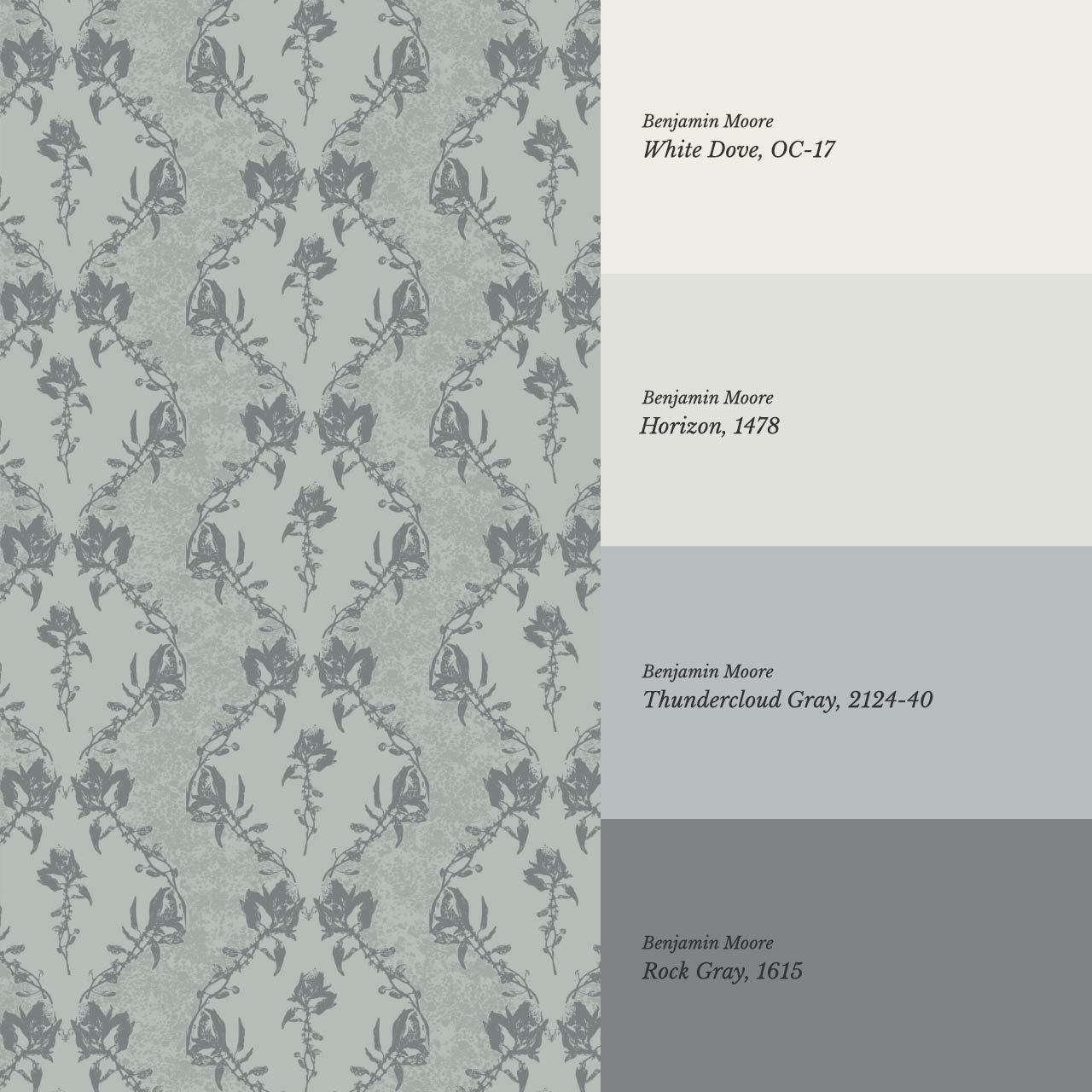 Kayla Vertical Vines Slate Gray Wallpaper